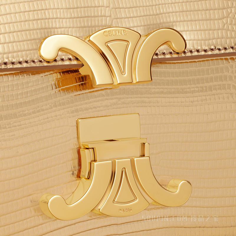 TRIOMPHE层压蜥蜴皮革链条肩背包 24564