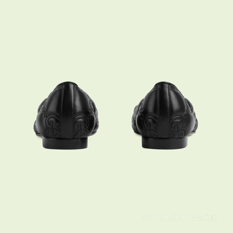 女士GG Matelassé 皮革芭蕾平底鞋 黑色皮革
