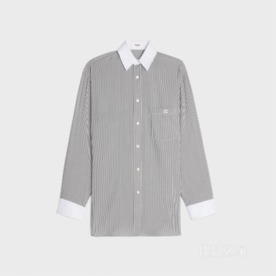 条纹桑蚕丝超大衬衫 23763
