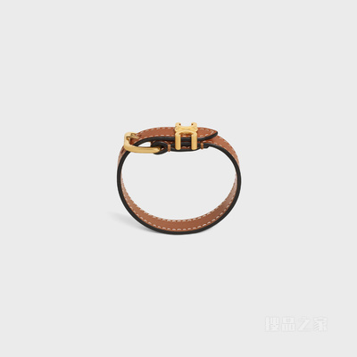 TRIOMPHE BUCKLE金色饰面黄铜和牛皮革手镯 24941