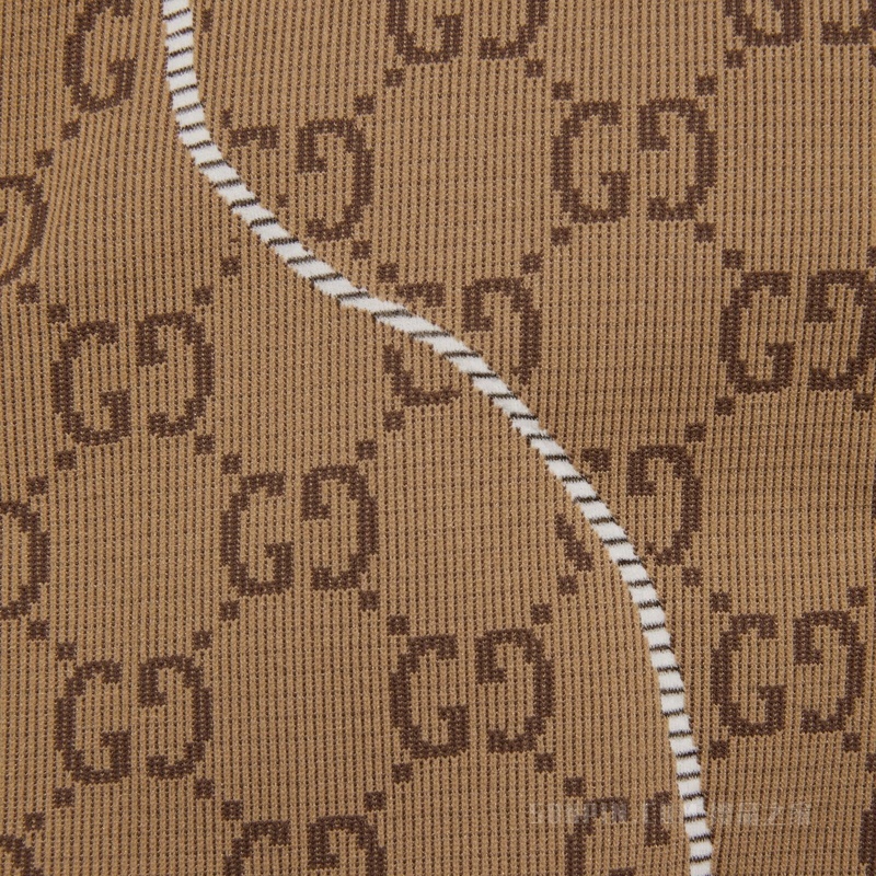 GG针织提花连衣裙 米色和乌木色