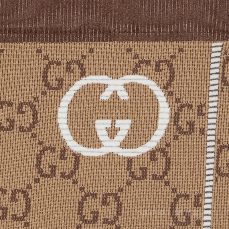 GG针织提花紧身裤 米色和乌木色