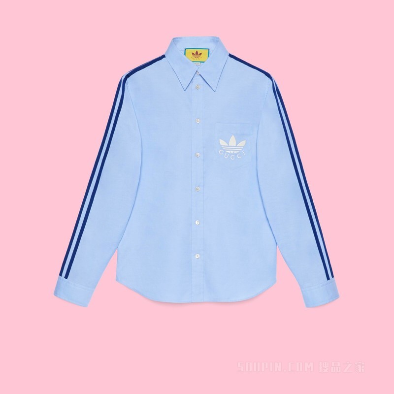 adidas x Gucci联名系列牛津棉衬衫 浅蓝色