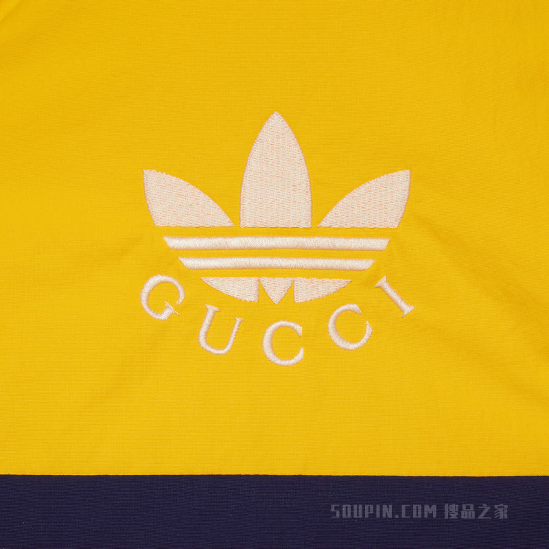 adidas x Gucci联名系列半拉链夹克 驼色和黄色