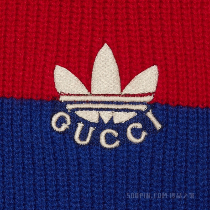 adidas x Gucci联名系列羊毛背心 红色和蓝色