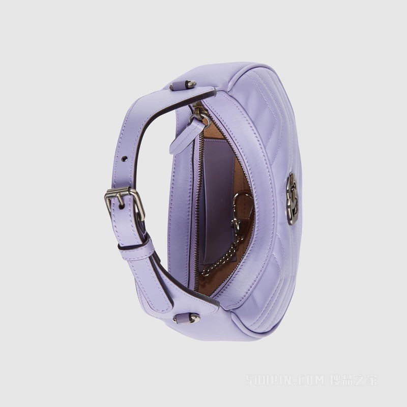 GG Marmont半月造型迷你手袋 浅紫色皮革