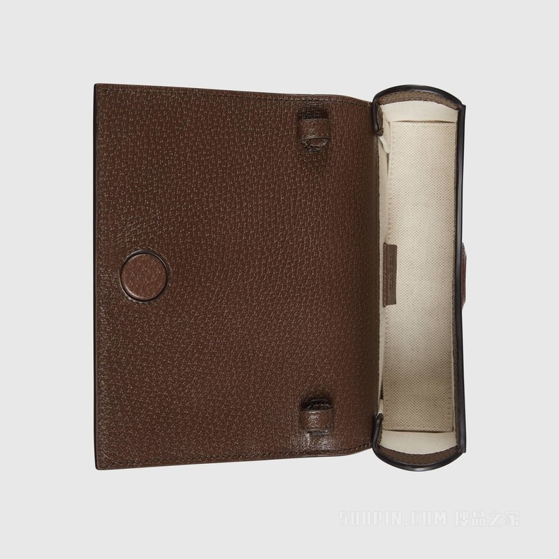 饰双G织带迷你手袋 蓝色和红色帆布