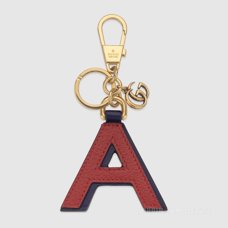 字母“A”钥匙扣 红色和蓝色皮革