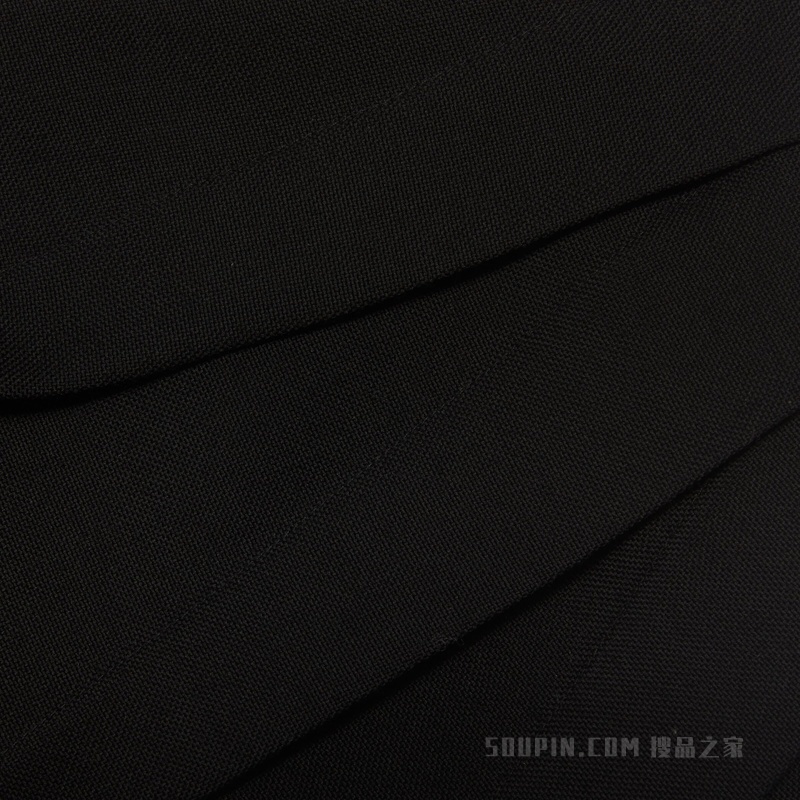 褶裥设计羊毛半身裙 黑色