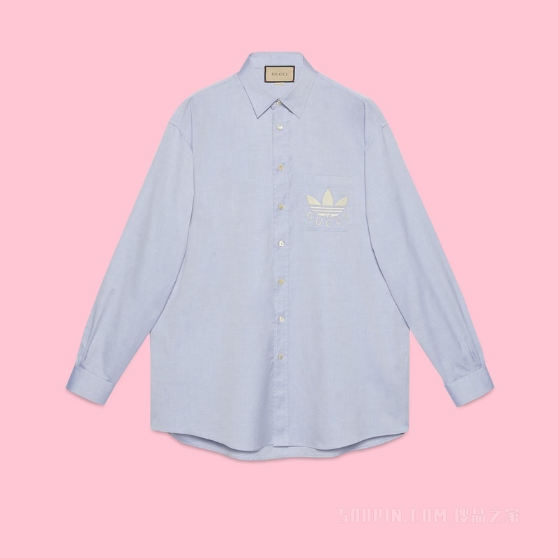 adidas x Gucci联名系列棉质衬衫 浅蓝色