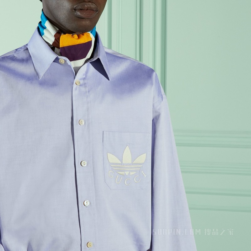 adidas x Gucci联名系列棉质衬衫 浅蓝色