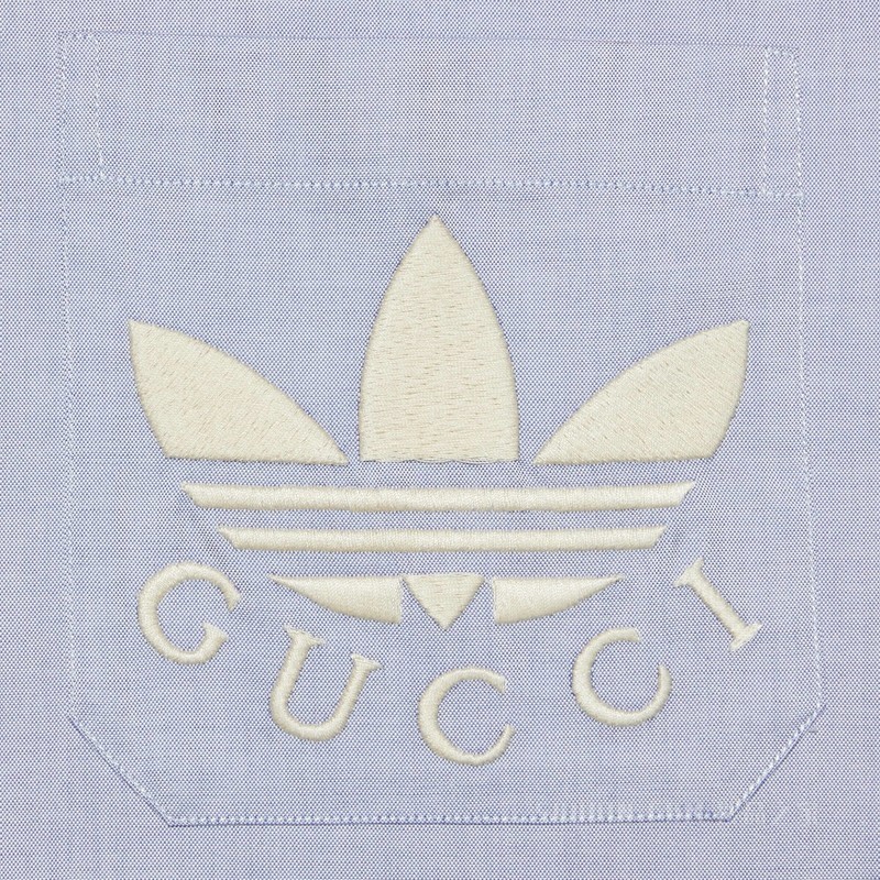 adidas x Gucci联名系列棉质衬衫 浅蓝色