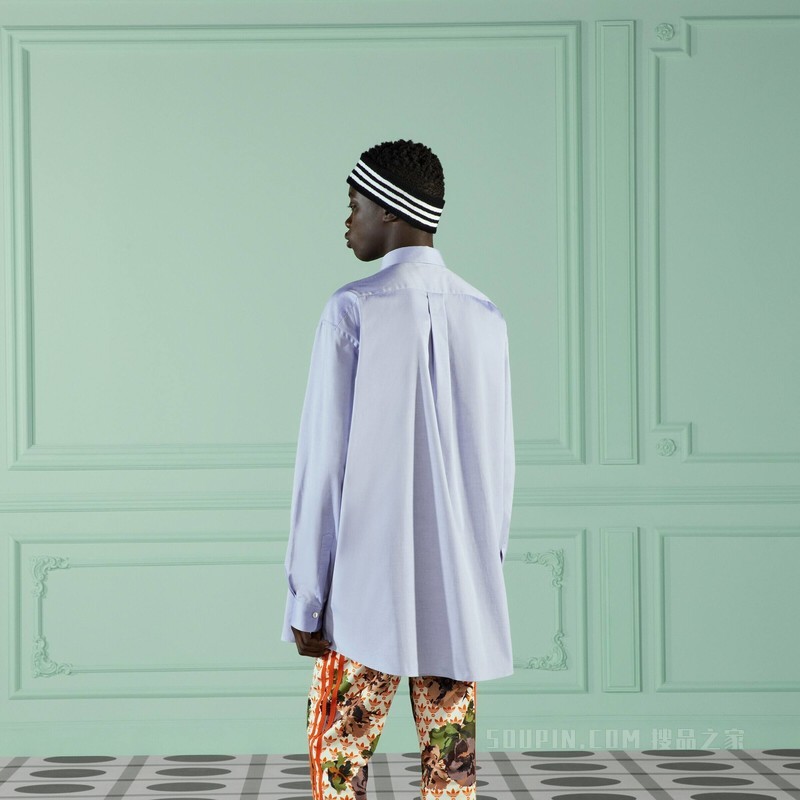 adidas x Gucci联名系列棉质衬衫 浅蓝色