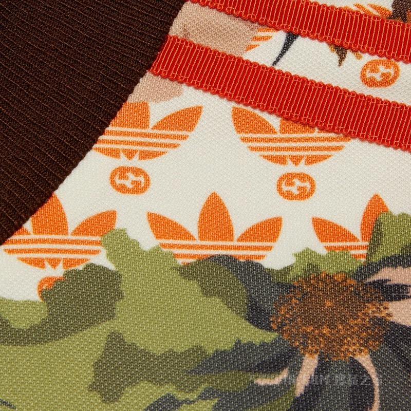 adidas x Gucci联名系列平纹针织拉链夹克 象牙白色和橙色