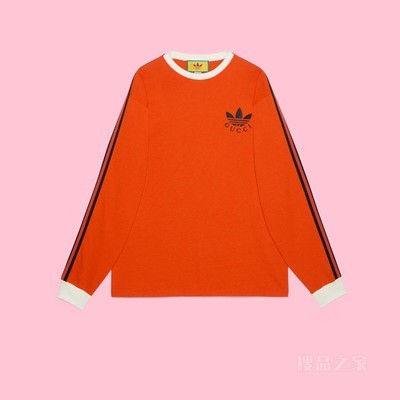 adidas x Gucci联名系列长袖T恤 砖红色