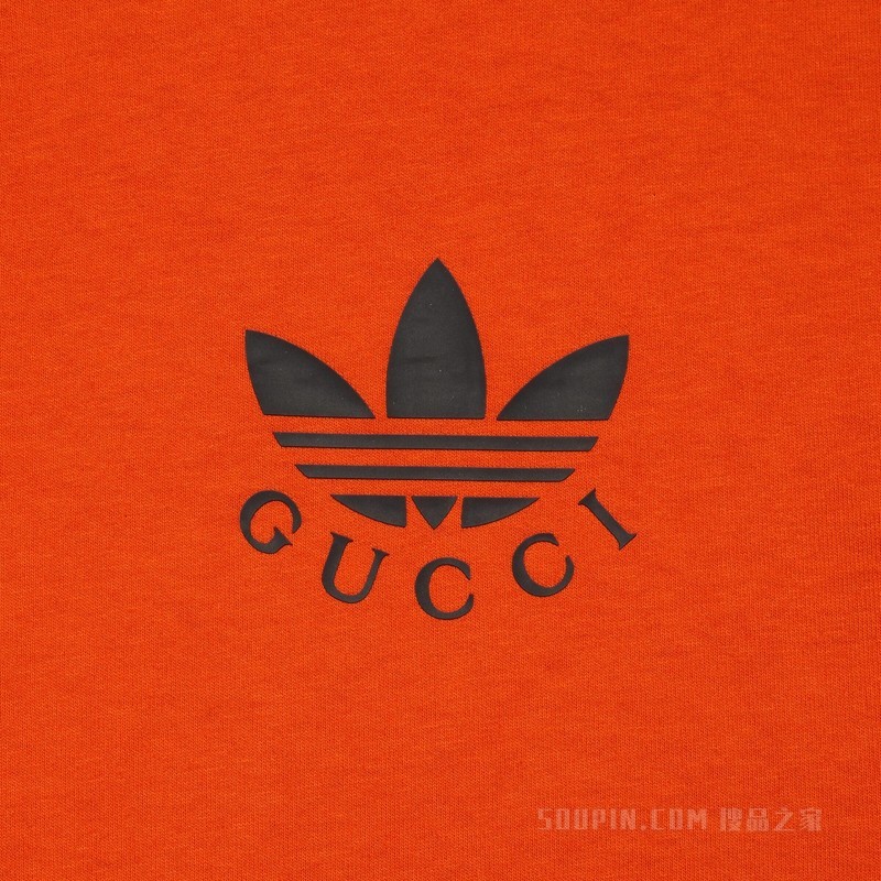 adidas x Gucci联名系列长袖T恤 砖红色