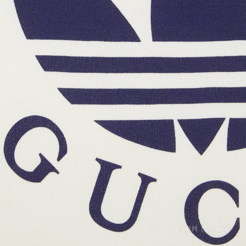 adidas x Gucci针织棉卫衣 象牙白色和蓝色