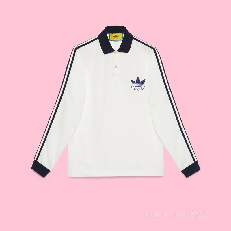 adidas x Gucci联名系列珠地棉Polo衫 象牙白色