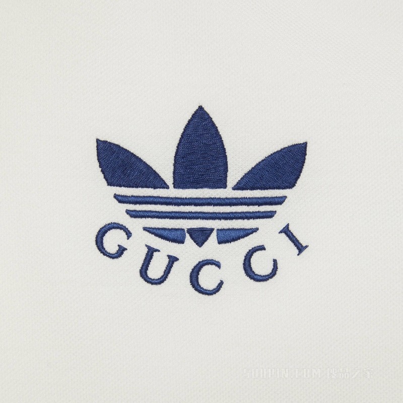 adidas x Gucci联名系列珠地棉Polo衫 象牙白色