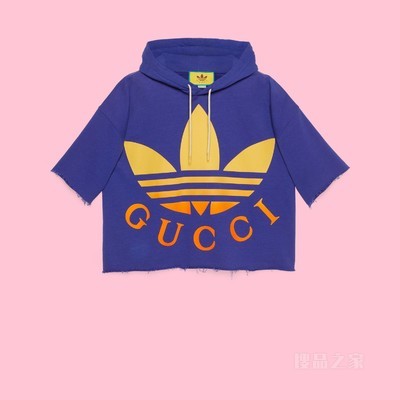 adidas x Gucci联名系列棉质兜帽卫衣 深蓝色