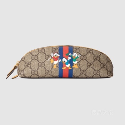 Disney x Gucci唐老鸭笔袋 米色和乌木色GG Supreme帆布