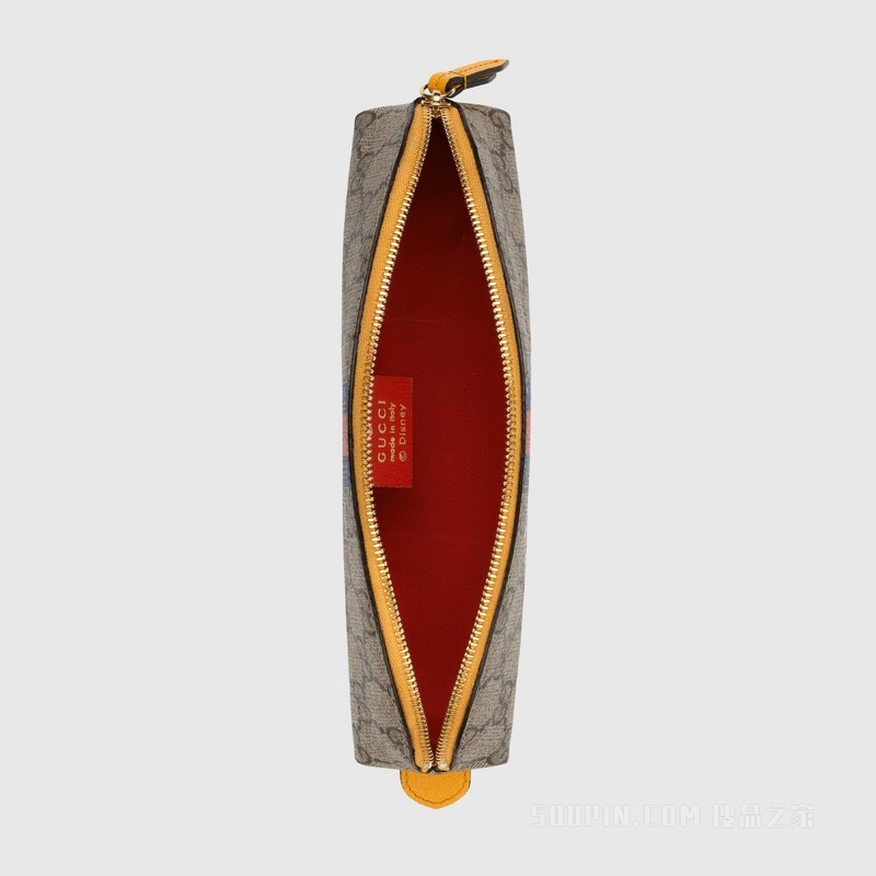 Disney x Gucci唐老鸭笔袋 米色和乌木色GG Supreme帆布