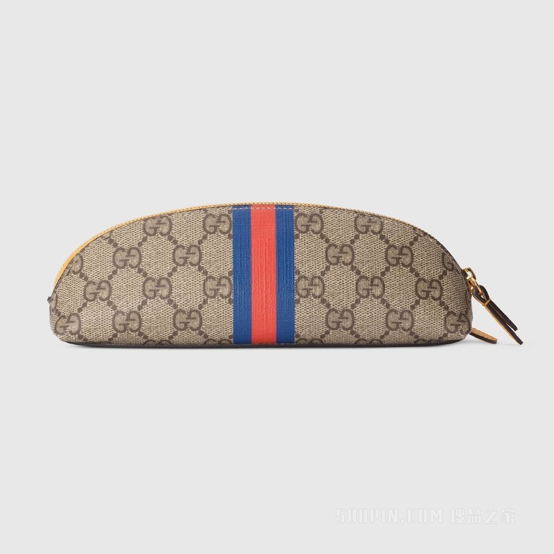 Disney x Gucci唐老鸭笔袋 米色和乌木色GG Supreme帆布