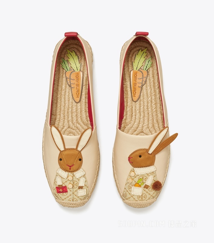 【兔年限定】兔子图案渔夫鞋 奶油白/Tory 红