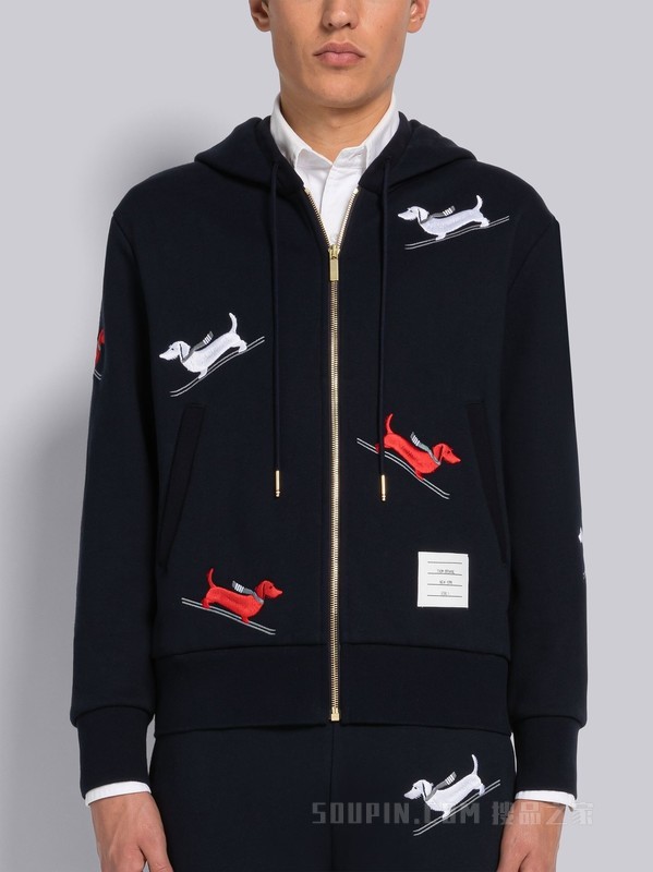 HECTOR 刺绣回纹织拉链连帽衫