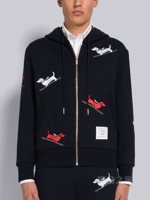 HECTOR 刺绣回纹织拉链连帽衫