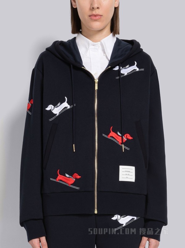 HECTOR 刺绣回纹织拉链连帽衫