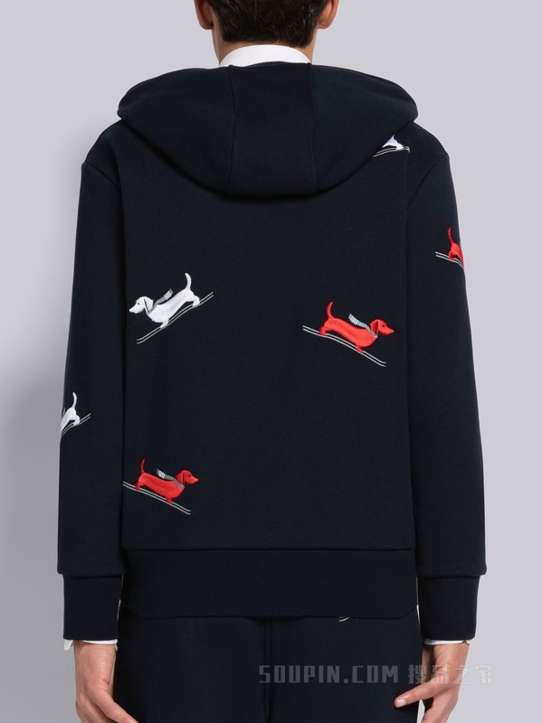 HECTOR 刺绣回纹织拉链连帽衫