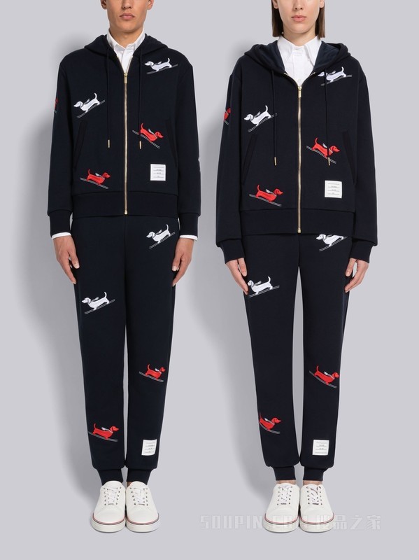 HECTOR 刺绣回纹织拉链连帽衫