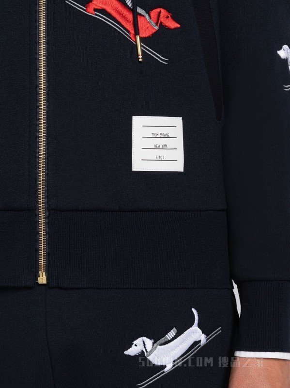 HECTOR 刺绣回纹织拉链连帽衫