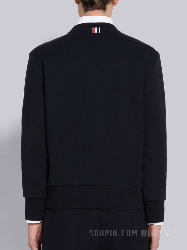 条纹龙虾图案饰回纹织运动衫