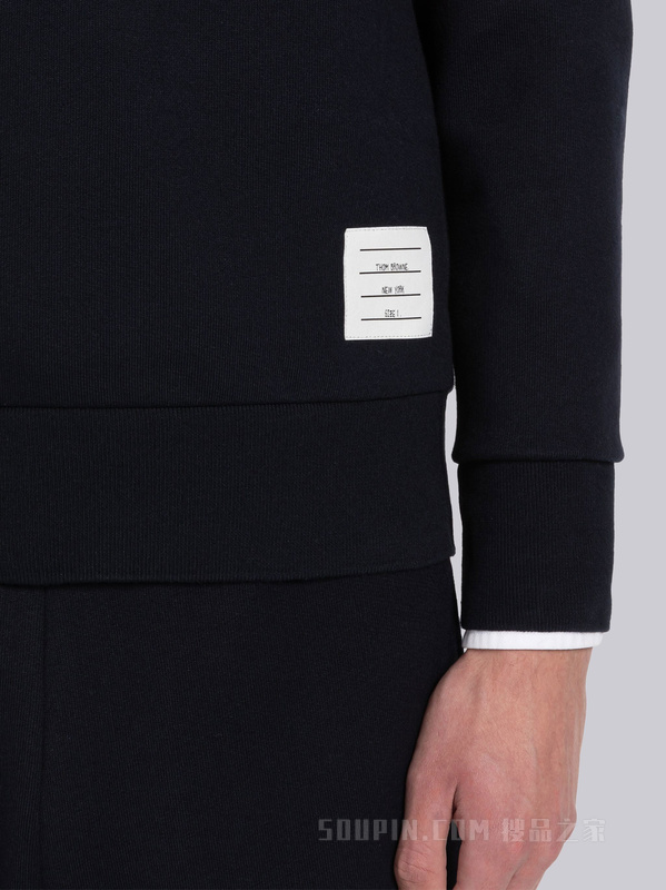 条纹龙虾图案饰回纹织运动衫