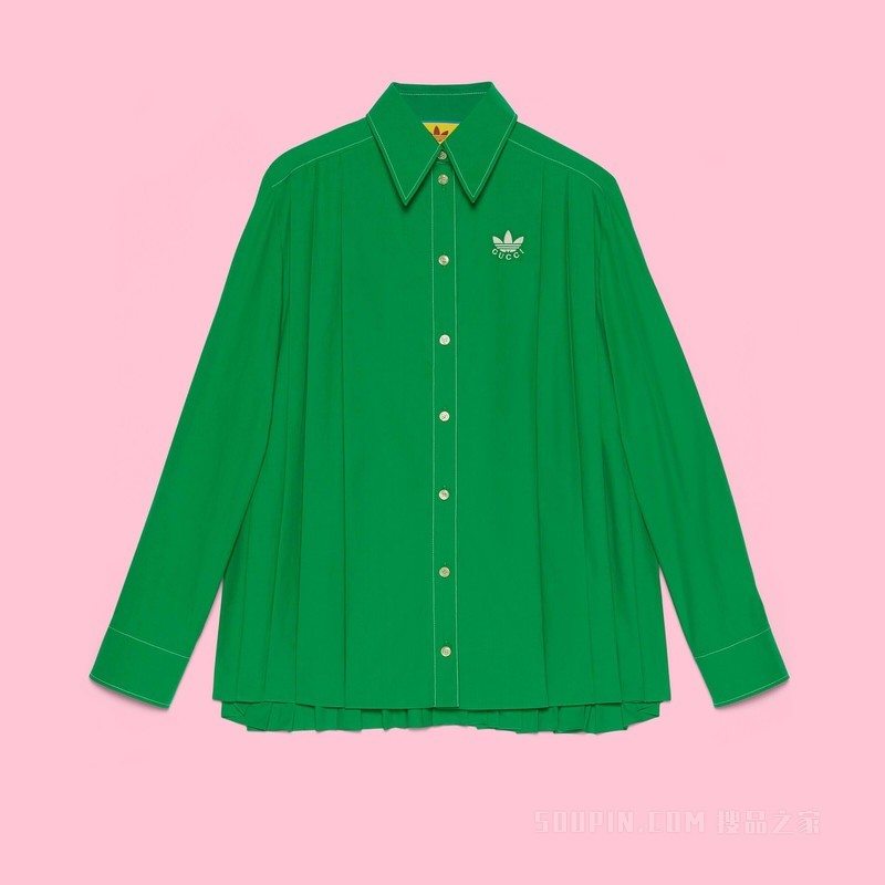 adidas x Gucci联名系列褶裥棉衬衫 绿色