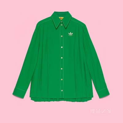 adidas x Gucci联名系列褶裥棉衬衫 绿色