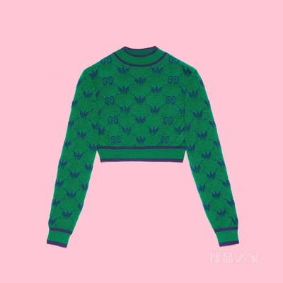adidas x Gucci联名系列羊毛提花毛衣 绿色和蓝色