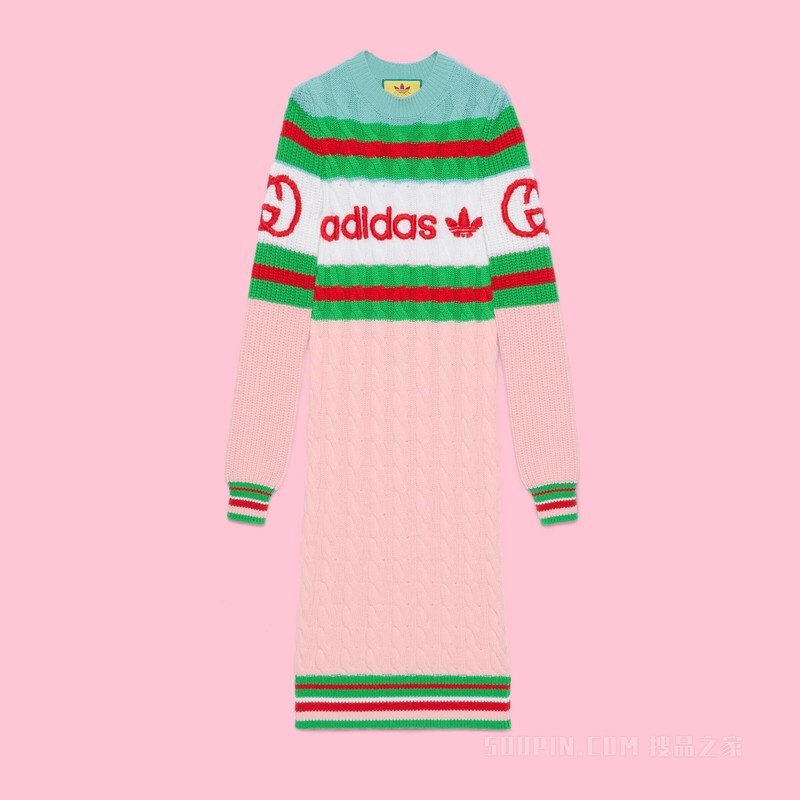 adidas x Gucci联名系列羊毛连衣裙 粉色和蓝色