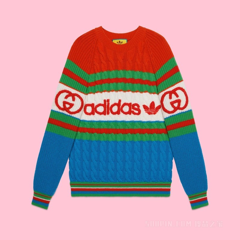 adidas x Gucci联名系列羊毛毛衣 蓝色和橙色
