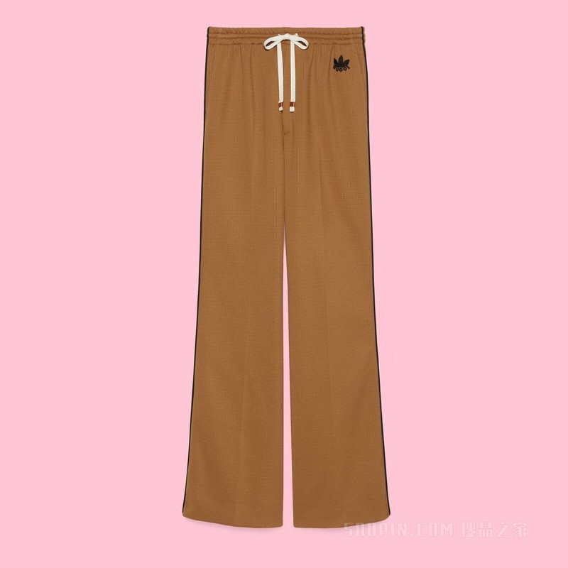 adidas x Gucci联名系列细格针织长裤 驼色