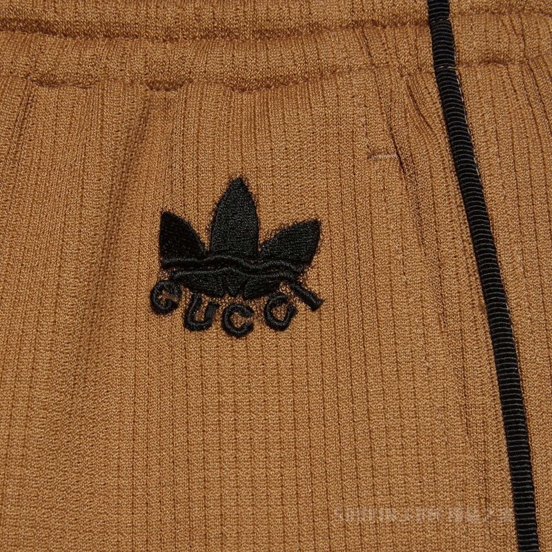 adidas x Gucci联名系列细格针织长裤 驼色