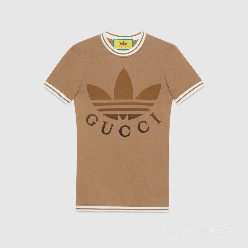 adidas x Gucci联名系列棉质T恤 驼色