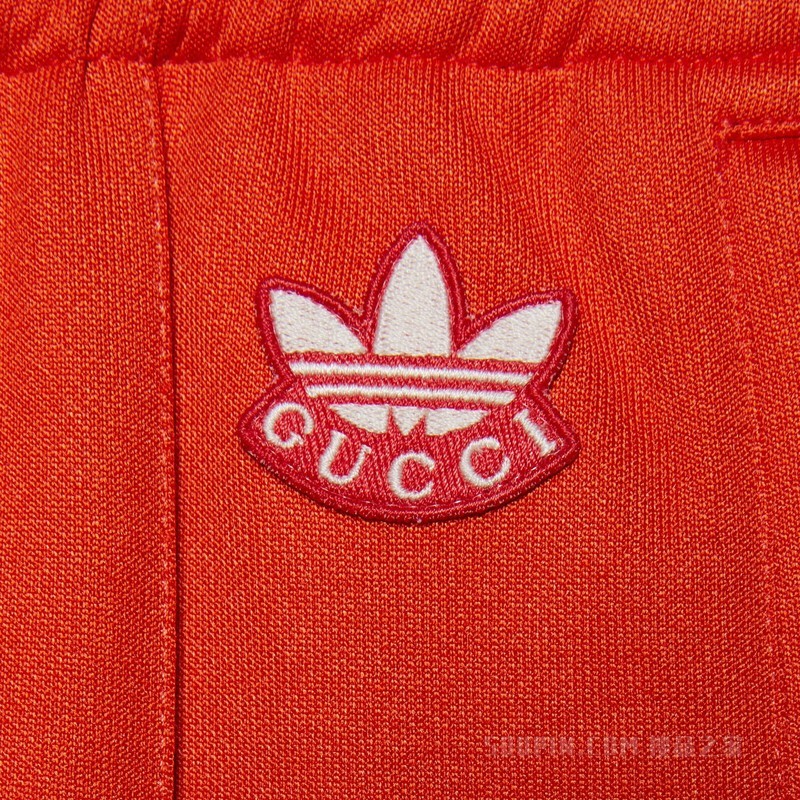 adidas x Gucci联名系列针织棉慢跑长裤 橘色和蓝色