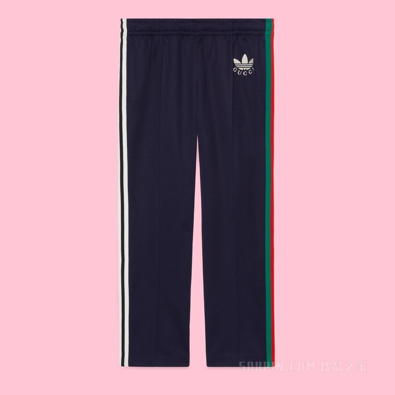adidas x Gucci联名系列针织棉长裤 深蓝色