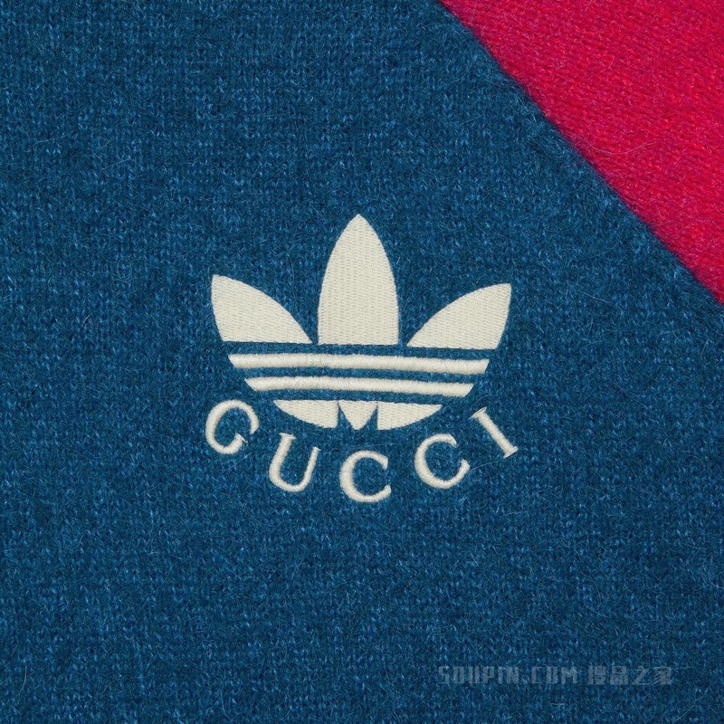 adidas x Gucci联名系列长袖T恤 蓝色和红色