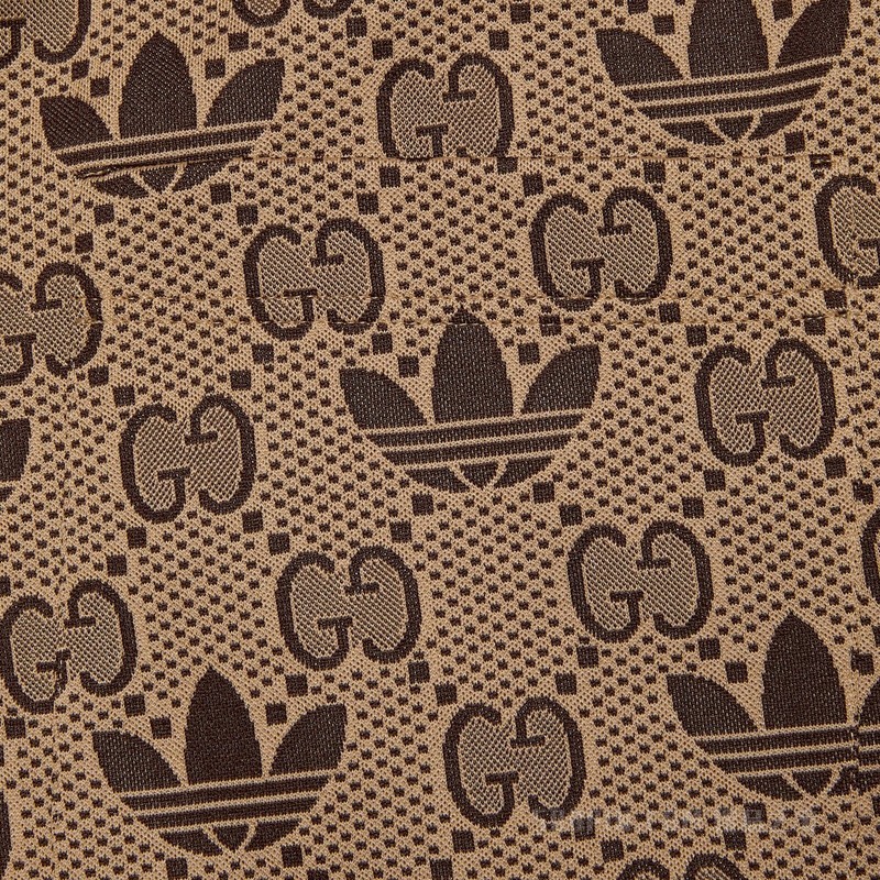 adidas x Gucci联名系列GG Trefoil提花运动长裤 米色和乌木色