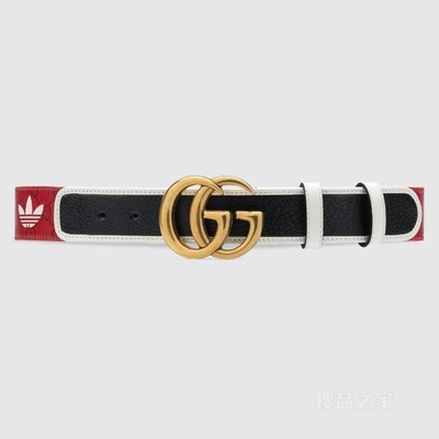 adidas x Gucci联名系列GG帆布腰带 红色GG水晶帆布