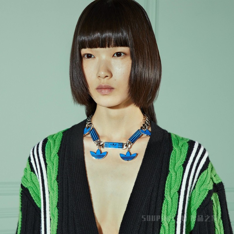adidas x Gucci联名系列珐琅马衔索链项链 钯金色调金属